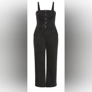NWT City Chic Black Denim Button Up Jumpsuit Size XL (22)